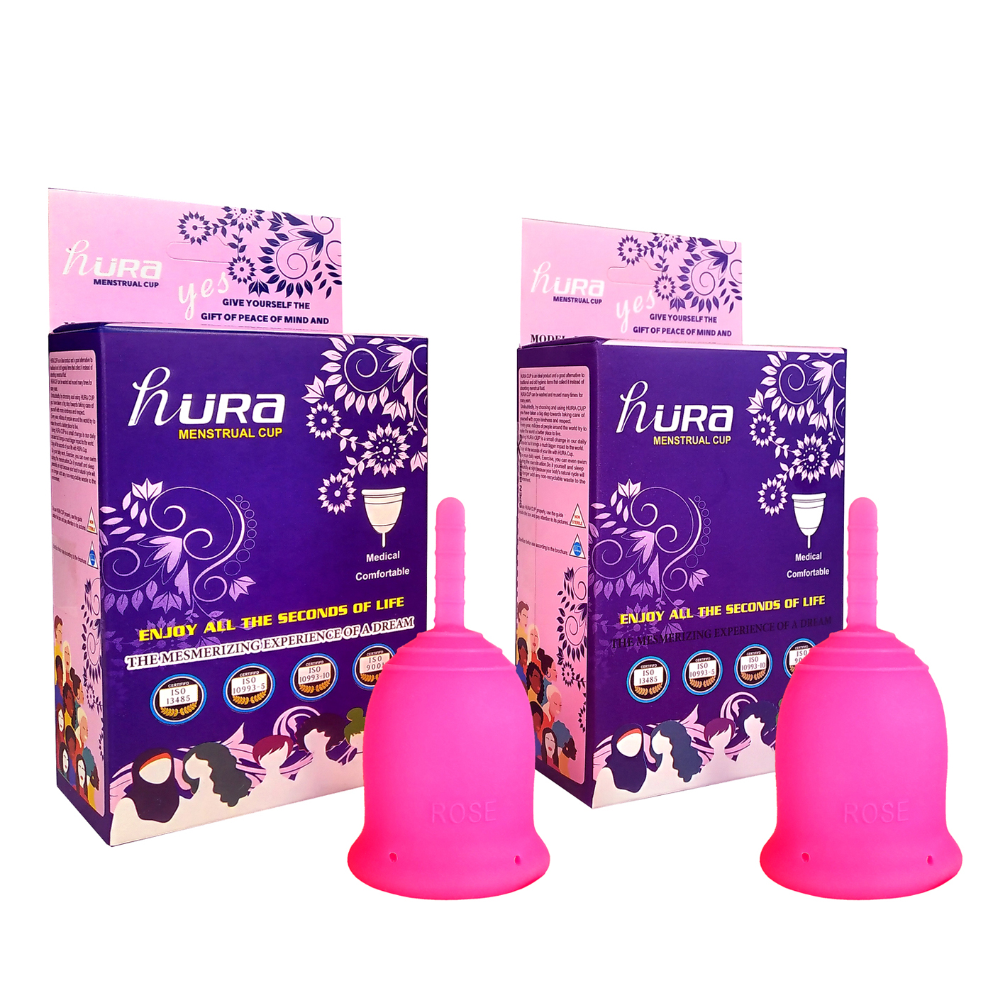 کاپ قاعدگی حورا مدل رز مجموعه 6 عددی ( 3 عدد سایز 1 بهمراه 3 عدد سایز 2 )